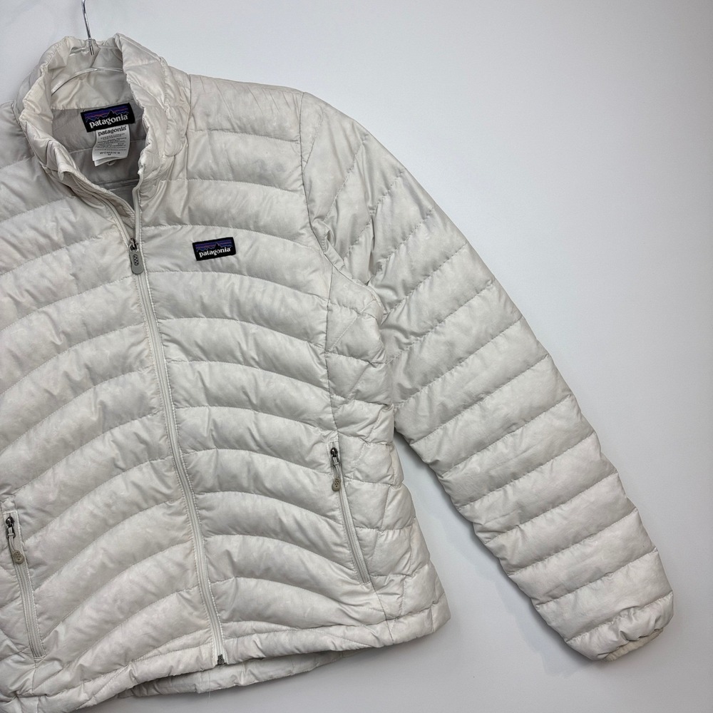 Patagonia Down Sweater Jacket Women M White 84682 Quilted Puffer Full Zip - Picture 8 of 12